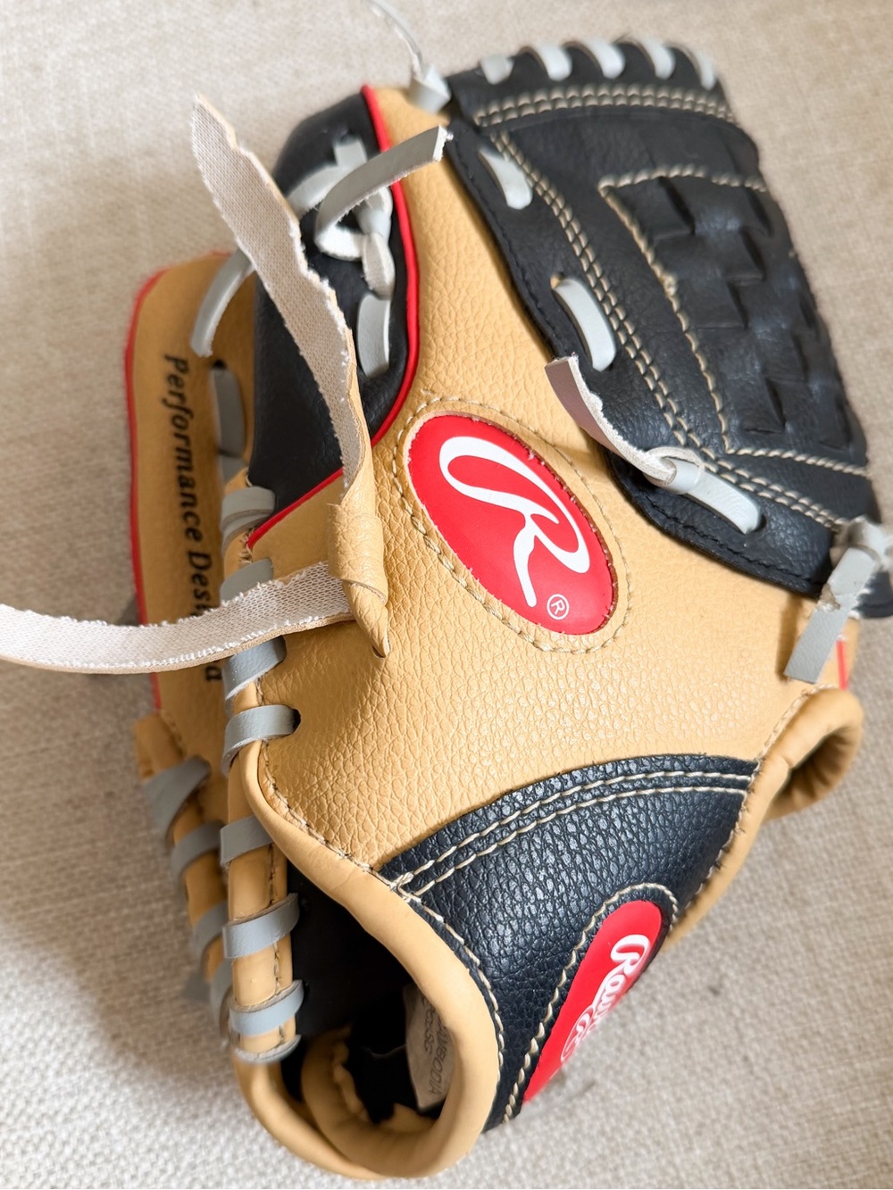 Rawlings Kids Baseball Glove Tan Black Lefthander - Teeball - Softball